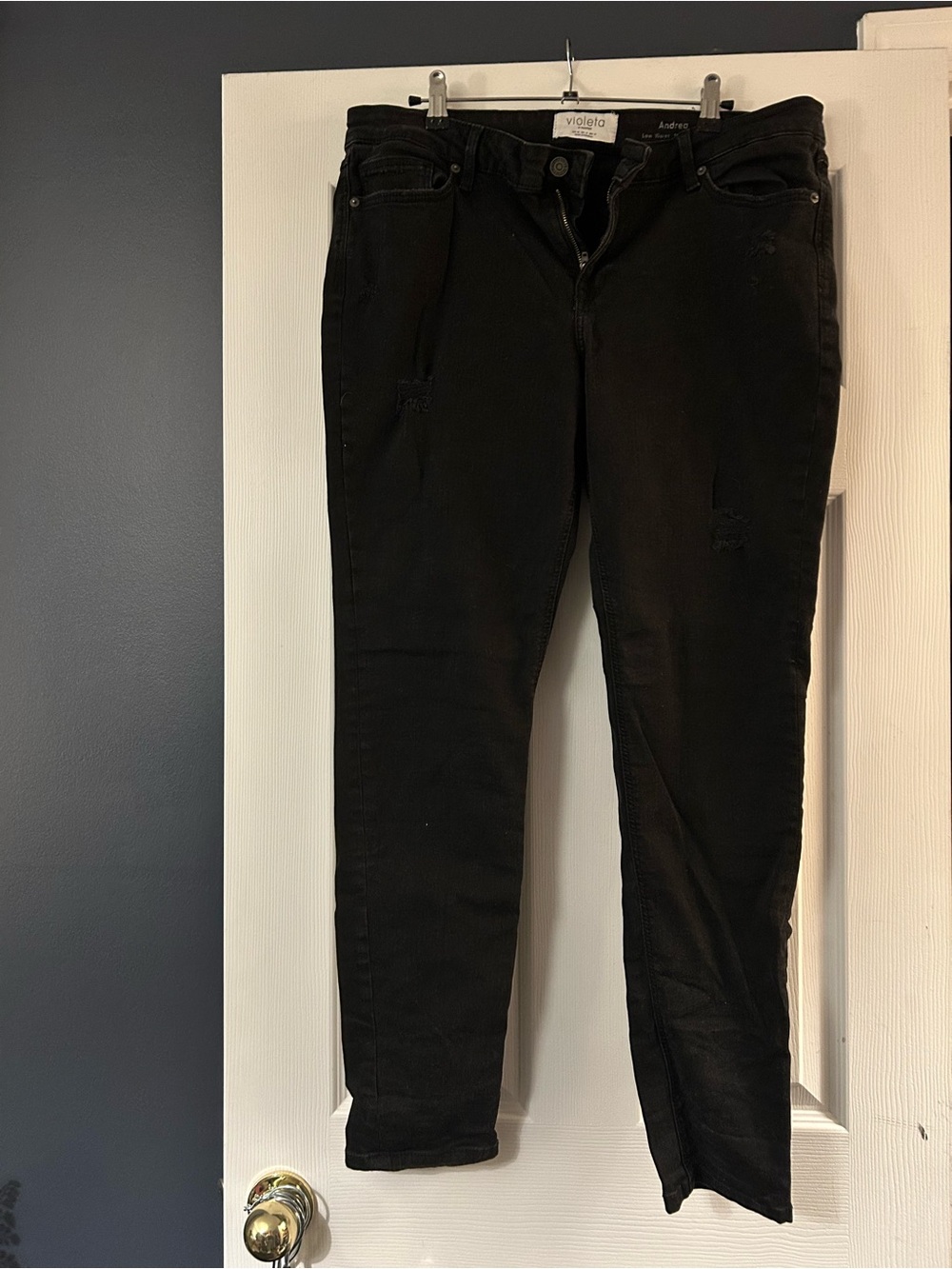 Black Women's Violetta by Mango Andrea Low Waist Super Slim Jeans